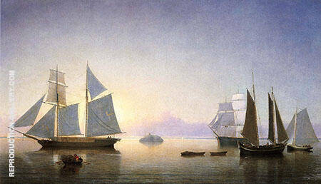 Becalmed off Halfway Rock by Fitz Hugh Lane | Oil Painting Reproduction