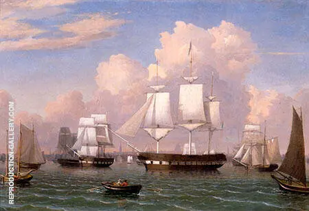 Constitution Boston Harbour By Fitz Hugh Lane