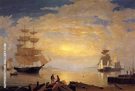 Gloucester Harbor at Sunrise By Fitz Hugh Lane