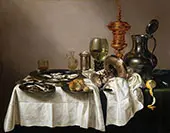 Still Life with Oysters, Lemon and a Silver Bowl 1634 By Pieter Claesz