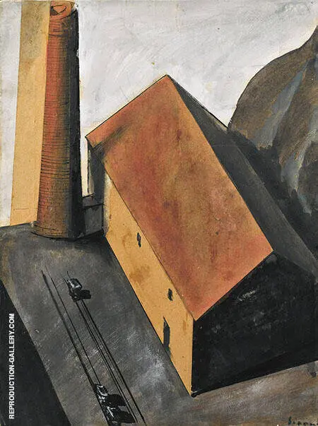 Suburb with Smokestack 1924 By Mario Sironi