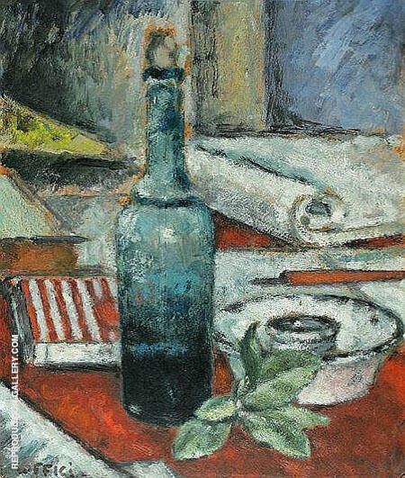 Bottiglia con Foglie by Ardengo Soffici | Oil Painting Reproduction