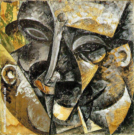 Dynamism of a Mans Head by Umberto Boccioni | Oil Painting Reproduction