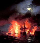 Battle of Cesme at Night 1856 By Ivan Aivazovsky