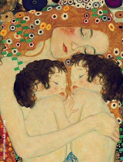 Mother and Child Twins by Gustav Klimt | Oil Painting Reproduction