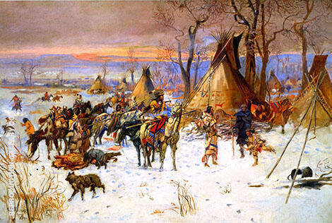 Indian Hunters' Return 1900 | Oil Painting Reproduction