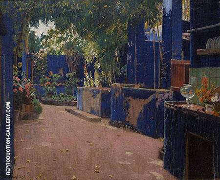 Blue Courtyard Arenys de Munt | Oil Painting Reproduction