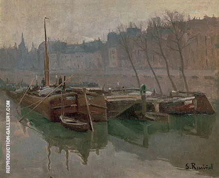 Boats on The Seine By Santiago Rusinol
