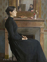 Portrait of a Young Woman (Artist and Model in Mirror) By Santiago Rusinol