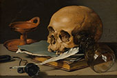 Still Life with a Skull and a Writing Quill 1628 By Pieter Claesz