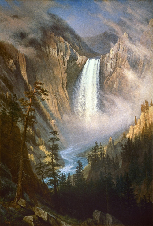 Yellowstone Falls 1881 by Albert Bierstadt | Oil Painting Reproduction