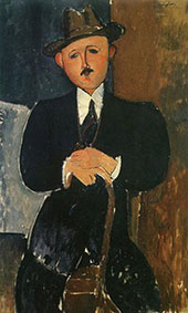 Seated Man with a Cane 1918 By Amedeo Modigliani
