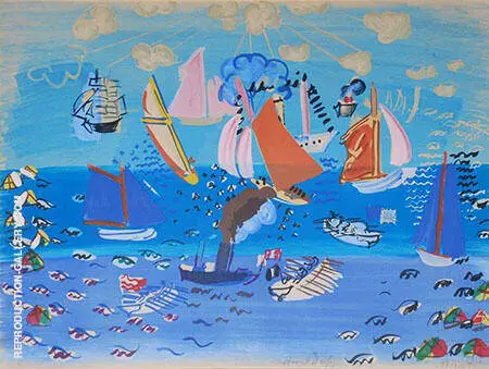 Seascape with Sailboats By Raoul Dufy