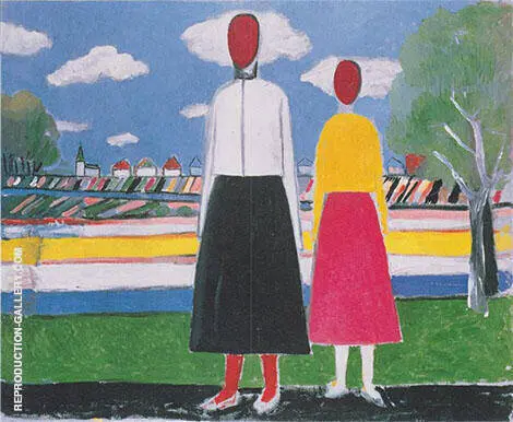 Two Figures in a Landscape By Kazimir Malevich