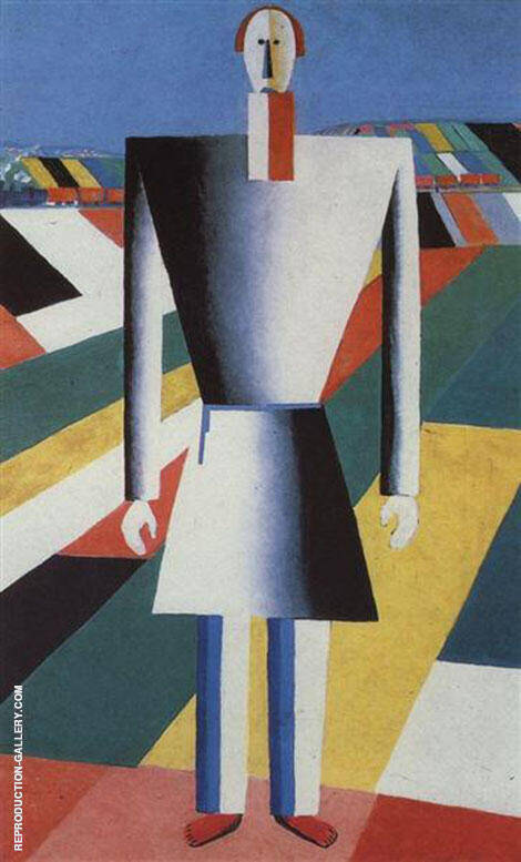 Peasant in the Fields 1929 by Kazimir Malevich | Oil Painting Reproduction