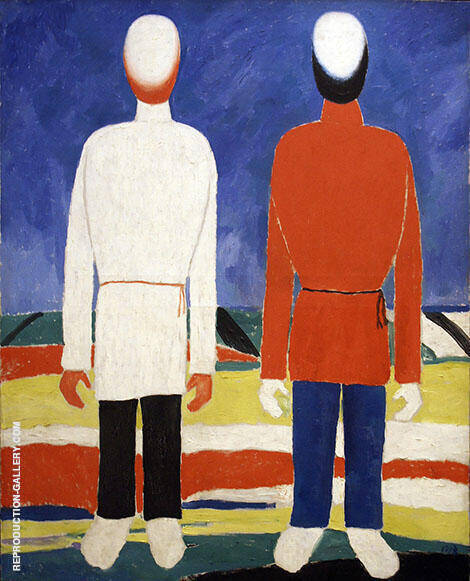 Two Male Figures by Kazimir Malevich | Oil Painting Reproduction