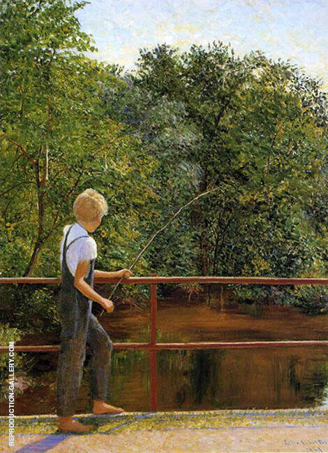 Boy Fishing 1909 by Lilla Cabot Perry | Oil Painting Reproduction
