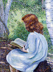 Child with Red hair Reading By Lilla Cabot Perry