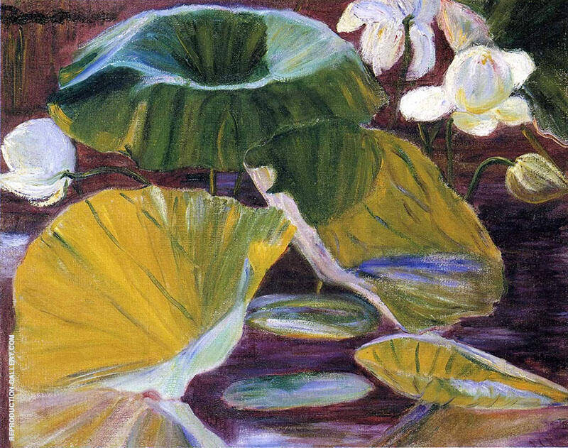 Lotus Flowers Oya Japan by Lilla Cabot Perry | Oil Painting Reproduction