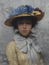 Woman in White Dress and Straw Hat By Lilla Cabot Perry