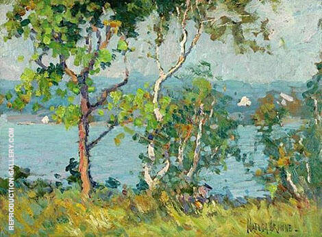 A Lake Viewed Through Trees by Matilda Browne | Oil Painting Reproduction