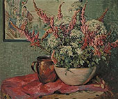 Flowers and Copper Pot on a Tabletop By Matilda Browne