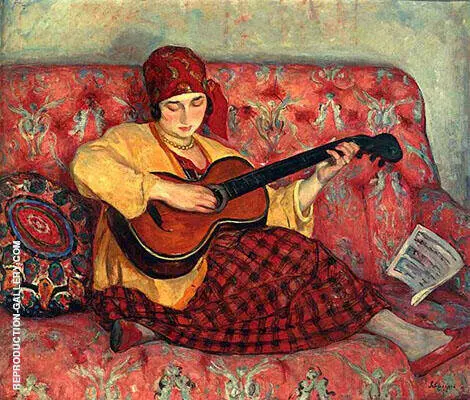Books and Art Young Girl with Guitar 1923 By Henri Lebasque