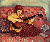 Books and Art Young Girl with Guitar 1923 By Henri Lebasque