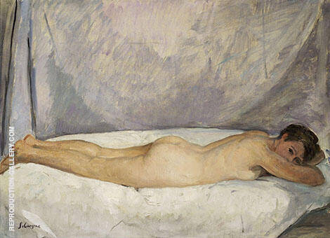 Female Nude Laying 1928 by Henri Lebasque | Oil Painting Reproduction