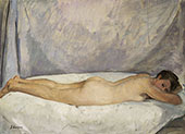 Female Nude Laying 1928 By Henri Lebasque