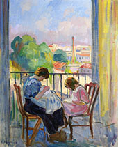 Girl Sewing at The Window By Henri Lebasque