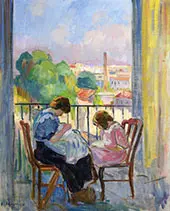 Girl Sewing at The Window By Henri Lebasque
