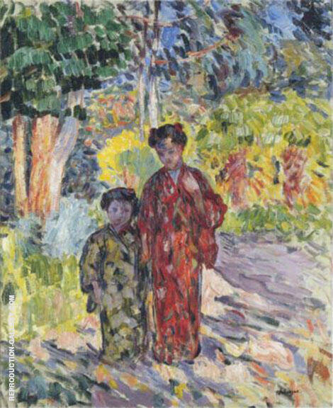 Marthe and Nono in Japanese Robes | Oil Painting Reproduction