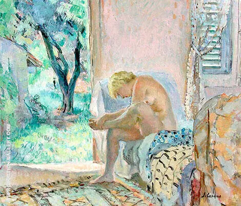 Nude Sitting on Sofa by The Window 1934 By Henri Lebasque
