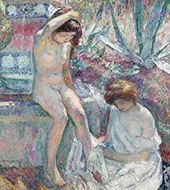 Saint Tropez Madame Lebasque and Marthe Near Fountain 1907 By Henri Lebasque