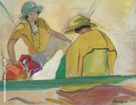 Two Young Women on The Beach 1920 | Oil Painting Reproduction
