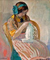 Young Girl Sewing By Henri Lebasque