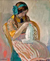 Young Girl Sewing By Henri Lebasque