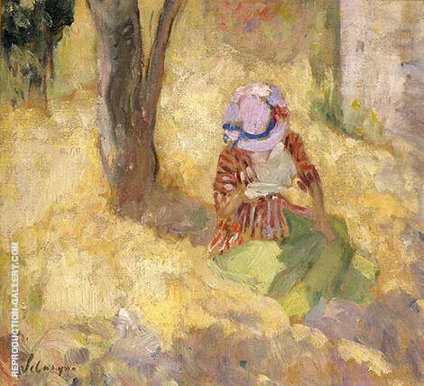 Young Woman Reading in The Garden By Henri Lebasque