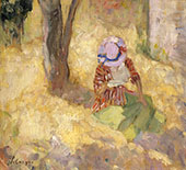 Young Woman Reading in The Garden By Henri Lebasque