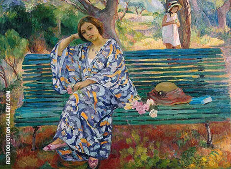Young Woman Seated on a Bench 1911 By Henri Lebasque