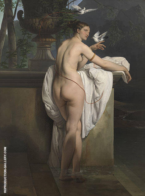 Venus Playing with Two Doves | Oil Painting Reproduction