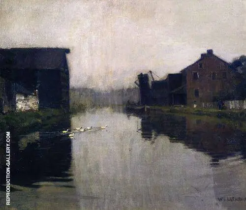 Misty Day on The Canal By William Langson Lathrop