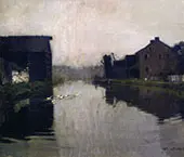 Misty Day on The Canal By William Langson Lathrop