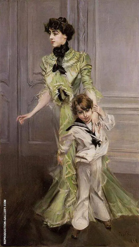 Madame Georges Hugo and Her Son Jean 1898 By Giovanni Boldini
