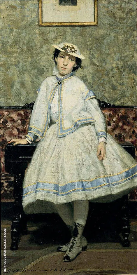 Portrait of Alaide Banti in White Dress 1866 By Giovanni Boldini