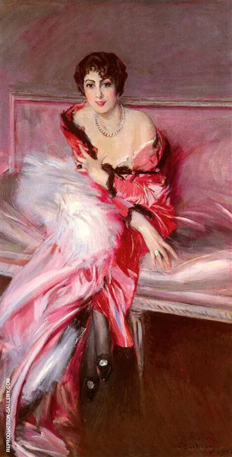 Portrait of Madame Juillard in Red 1912 By Giovanni Boldini