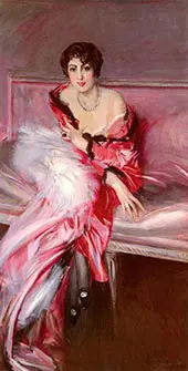 Portrait of Madame Juillard in Red 1912 By Giovanni Boldini