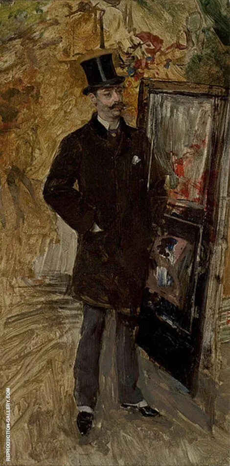 Portrait of Man Wearing A Top Hat By Giovanni Boldini