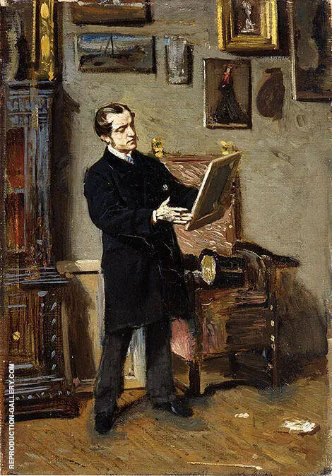 Self Portrait While Looking at a Painting 1865 By Giovanni Boldini